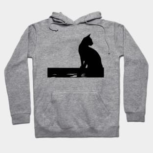 Silhouette Of A Black Cat Sitting On A Fence Cut Out Hoodie